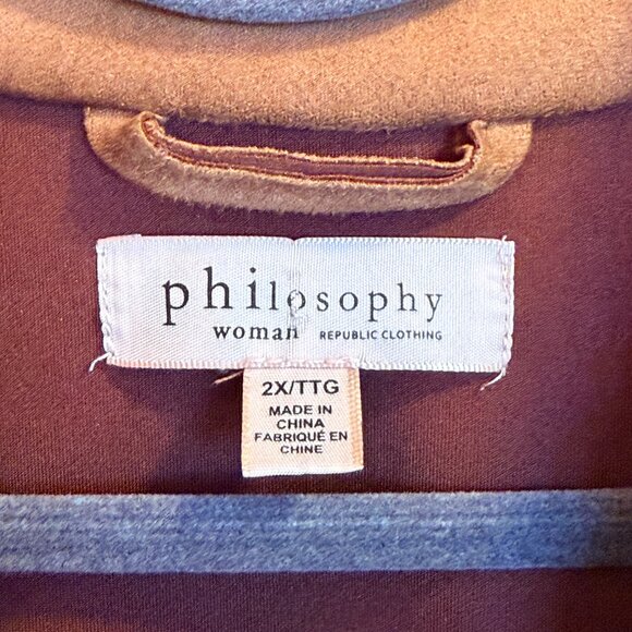 Philosophy Woman Brown Faux Leather Shacket 2X - Picture 2 of 10